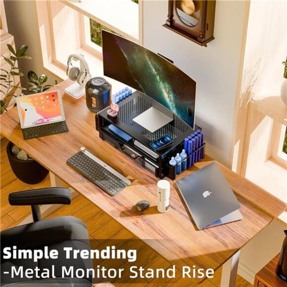 2 Tier Metal Monitor Stand Monitor riser and Computer Desk Organizer - Picture 2 of 8